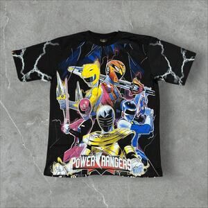 Vintage Mighty Morphin Power Rangers Size XL AOP All Over Print Modern T-Shirt